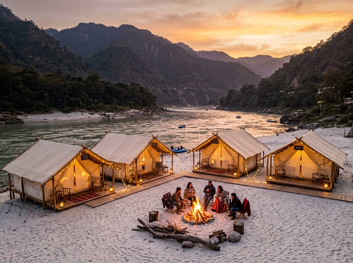 Riverside luxury Swiss camping in Rishikesh